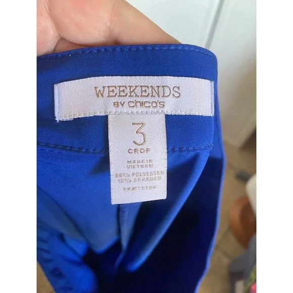 SOLD - Chico's Womens Pants Sz 3 XL 16 Royal Blue Neema Capri Cargo Crop - Picture 4 of 4